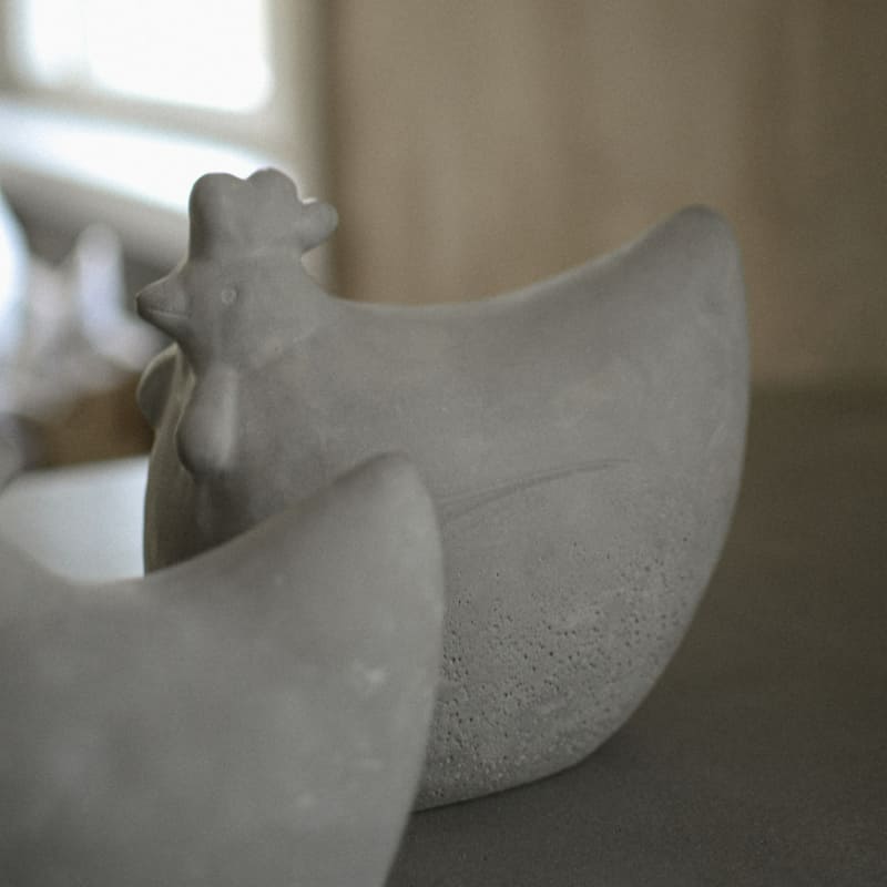 Large Flat-Base Hen Figurine - 7.5" - White