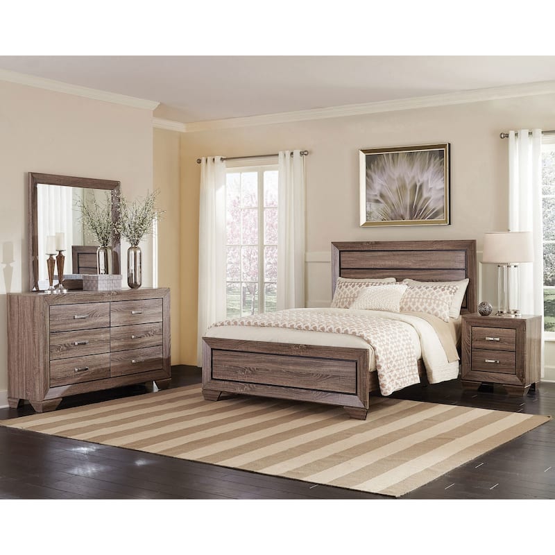Kauffman Farmhouse 4-piece Panel Bedroom Set - Washed Taupe - Queen