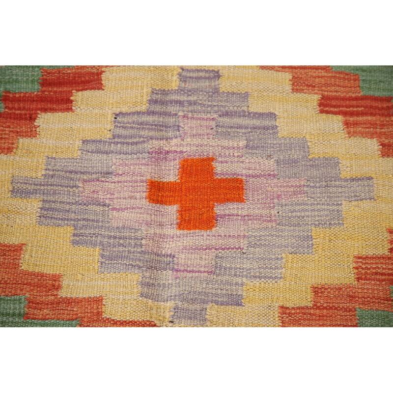 Southwestern / Geometric Kilim Accent Rug Flatweave Wool Carpet - 3'3"x 5'0"