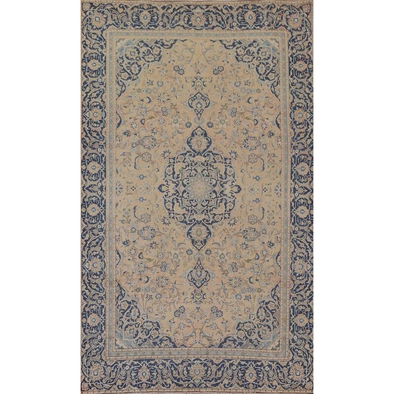 Hand Knotted Oriental 100% Wool Carpet Traditional Floral Peach Mashad Area Rug - 10' 0'' X 6' 5''