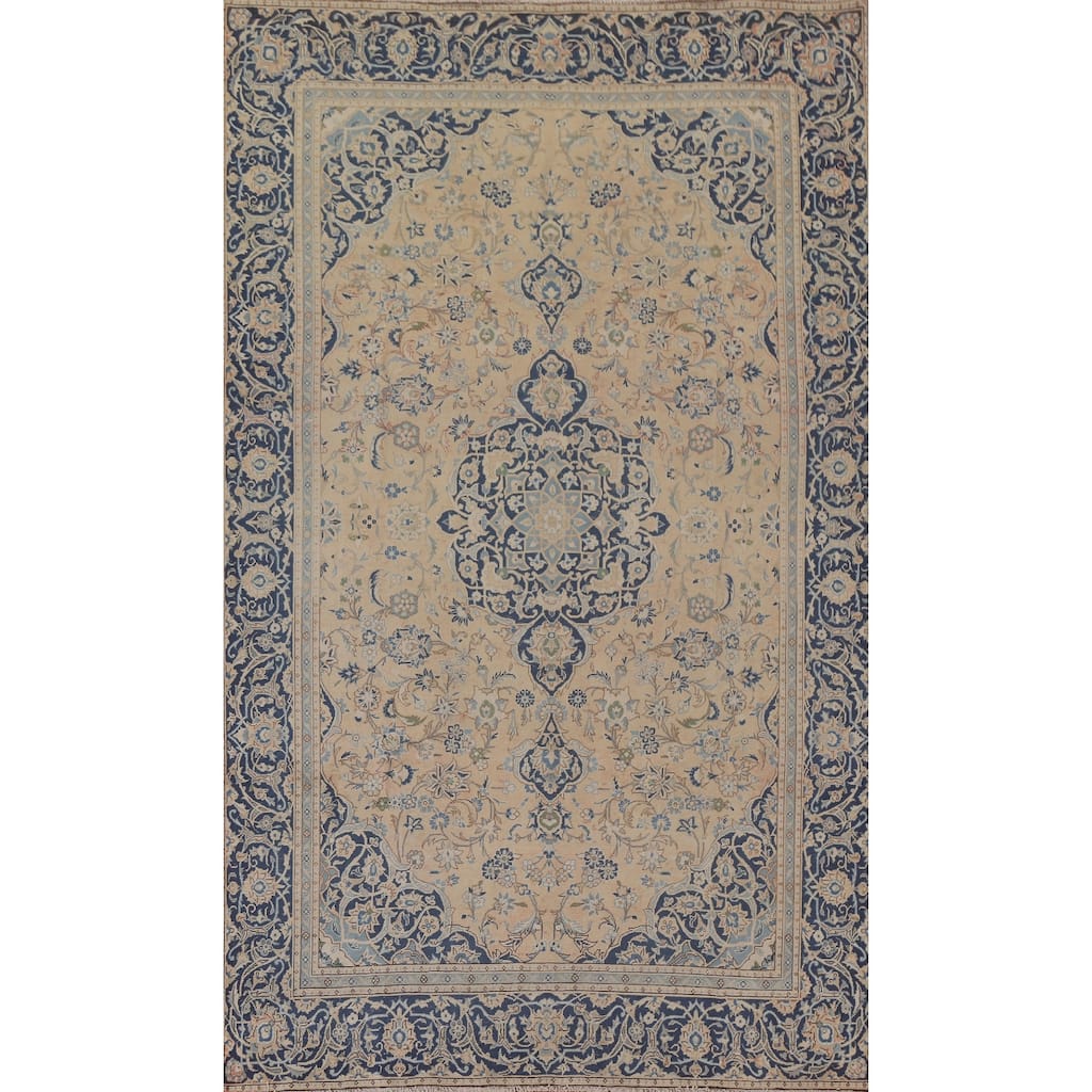 Hand Knotted Oriental 100% Wool Carpet Traditional Floral Peach Mashad Area Rug - 10' 0'' X 6' 5''