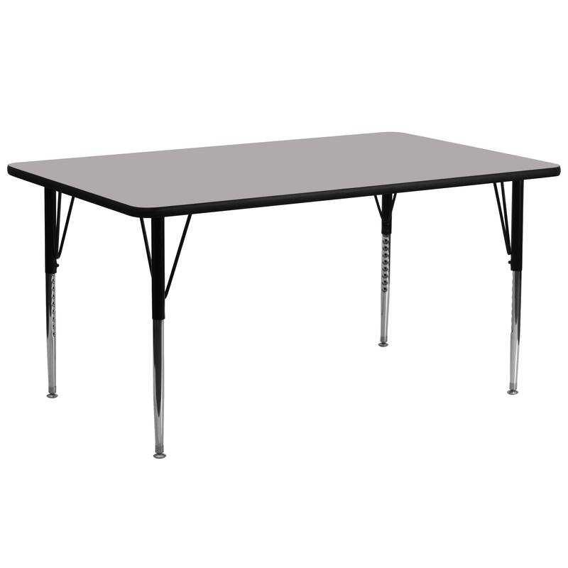30''W x 72''L Rectangular HP Laminate Activity Table - Adjustable Legs - Gray