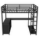 preview thumbnail 4 of 9, Full Size Loft Bed with L-shaped Desk, Built-In Wardrobe and Storage Shelves, Metal Bed Frame with Guardrails for Esports, Work