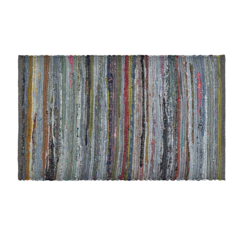 Fabstyles Premium Cotton Handmade Area Rag Rug Living Room, Hallway - Smoke - 21x34