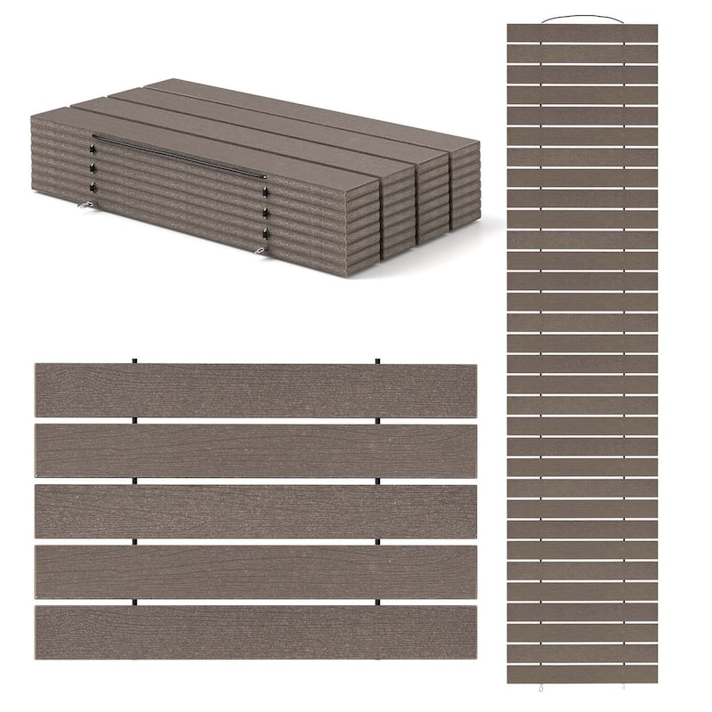Costway 8 FT Outdoor Pathway with HDPE Frame Non-slip Surface Metal - See Details - Grey - See Details