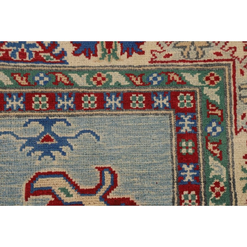 Light Blue Kazak Rug Hand-Knotted Wool Carpet - 5'8" x 7'9"