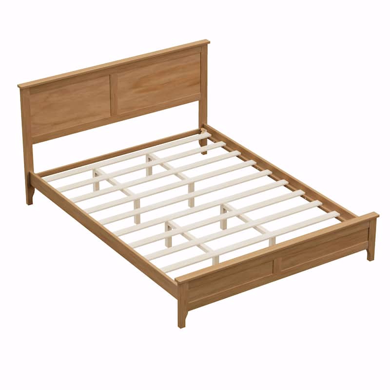 Modern Solid Wood Platform Bed with Sturdy Wooden Slat Support