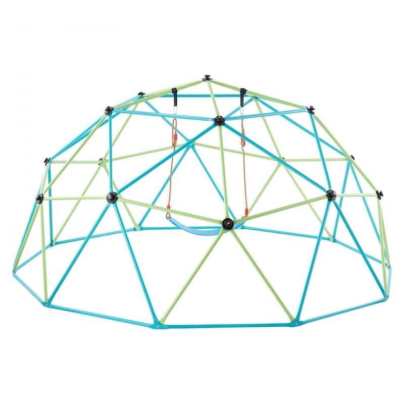 10 Feet Kids Climbing Dome Jungle Gym with Swing and Hammock Outdoor Playground for 3-10 Years - 120 x 120 x 60 in