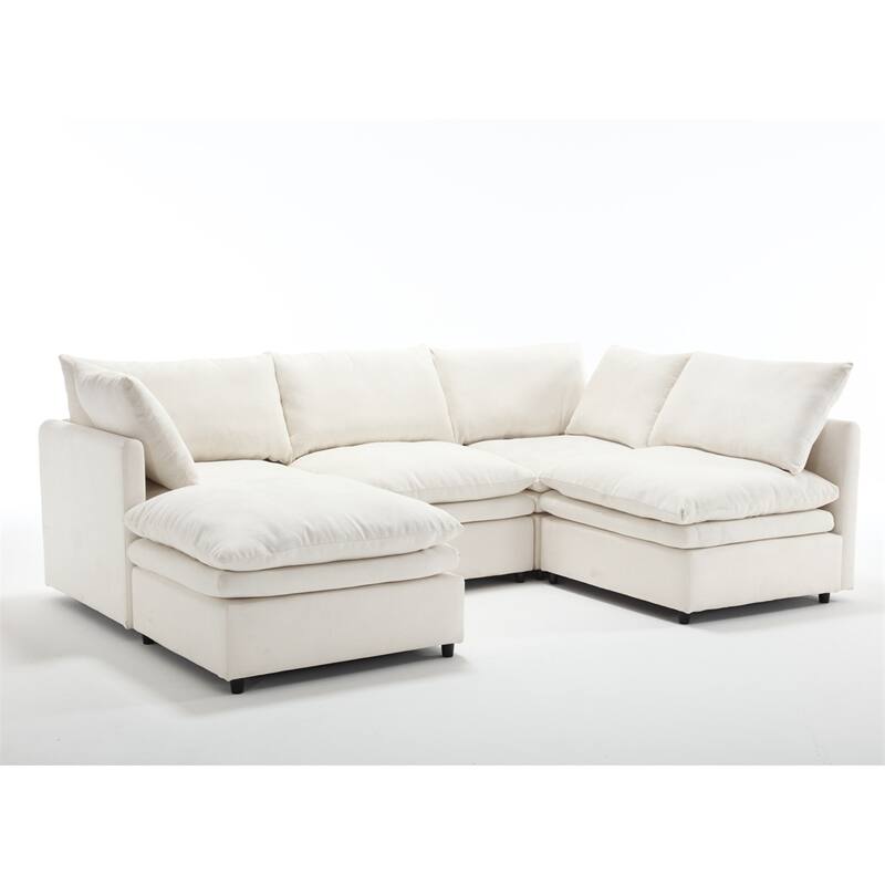 Modern 5-seat U-shaped Sectional Sofa with Chaise Lounge