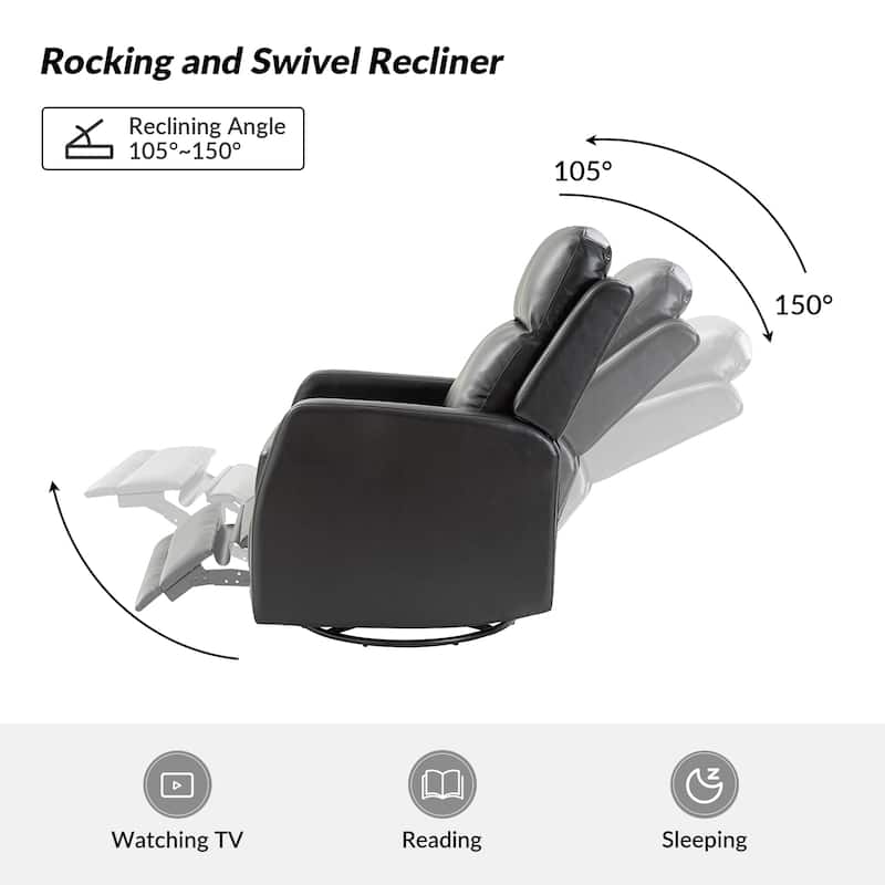 Esteban Modern Faux Leather Manual Rocking Swivel Recliner with Wingback