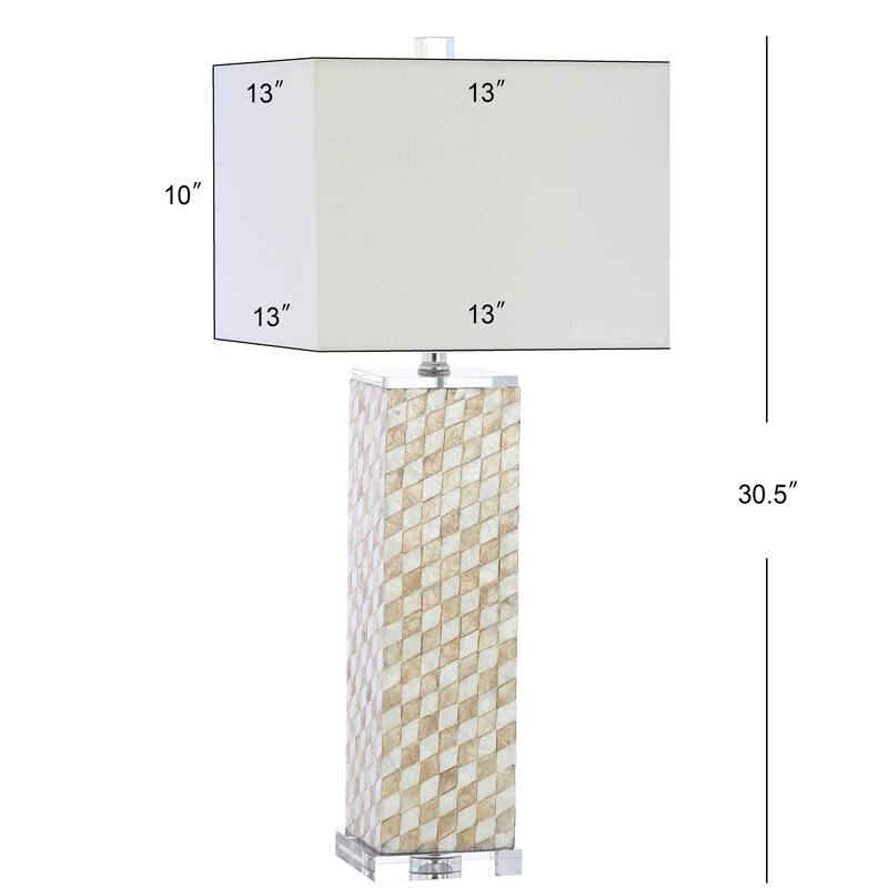 Seashell 30.5" Seashell/Crystal LED Table Lamp, Cream by JONATHAN Y