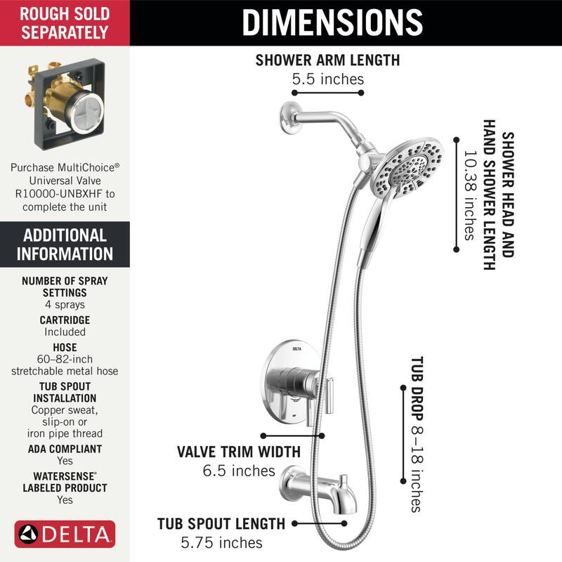 Delta T17442-I Altado Monitor 17 Series Pressure Balanced Tub and
