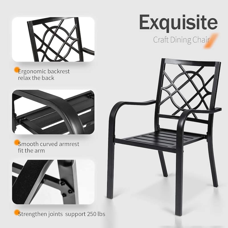 Outdoor Patio Metal Stackable Dining Chairs with Armrest Set of 4/6