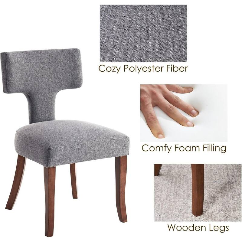 Upholstered Mordern Design T Back Dining Side Chair- Set of 2