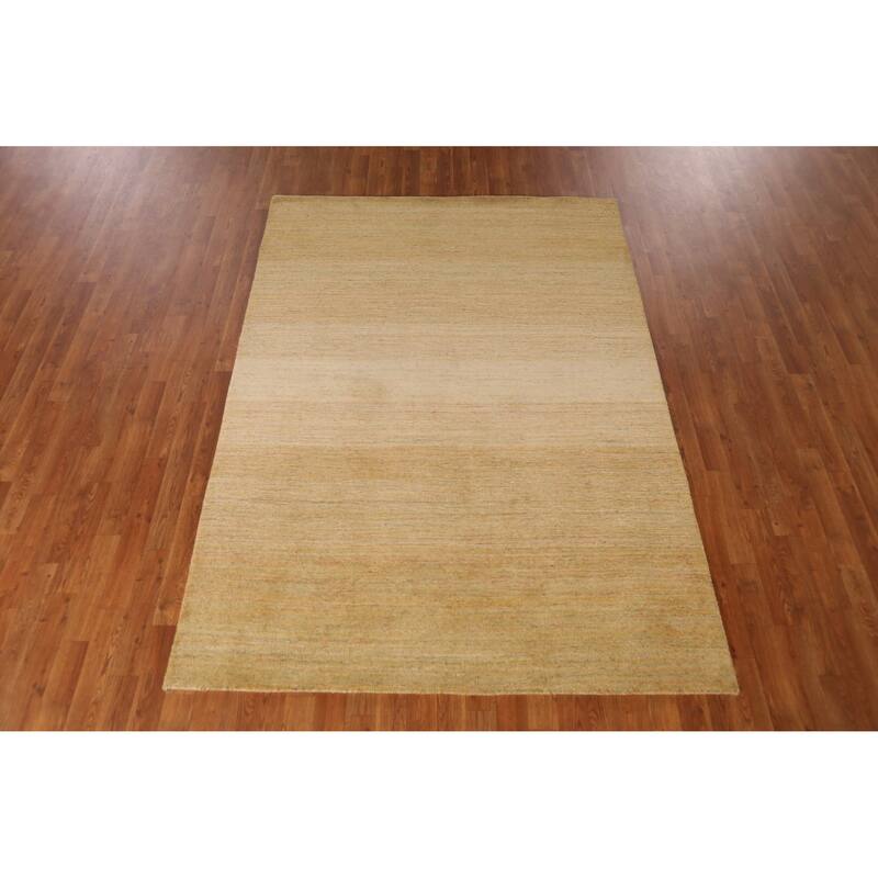 Contemporary Gold Gabbeh Indian Area Rug Handmade Wool Carpet - 5'3" x 7'7"