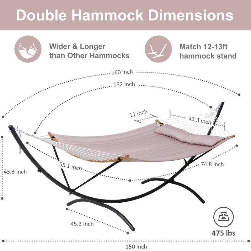 Portable Freestanding Hammock with Curved Stand for Outside