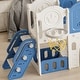 preview thumbnail 17 of 16, 11 in 1 Toddler Slide for Age 1-4 with Basketball Hoop, aisle, swing - 116.54" x 64.96" x 44.09"