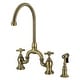preview thumbnail 7 of 25, English Country Bridge Kitchen Faucets with Brass Sprayer Brown