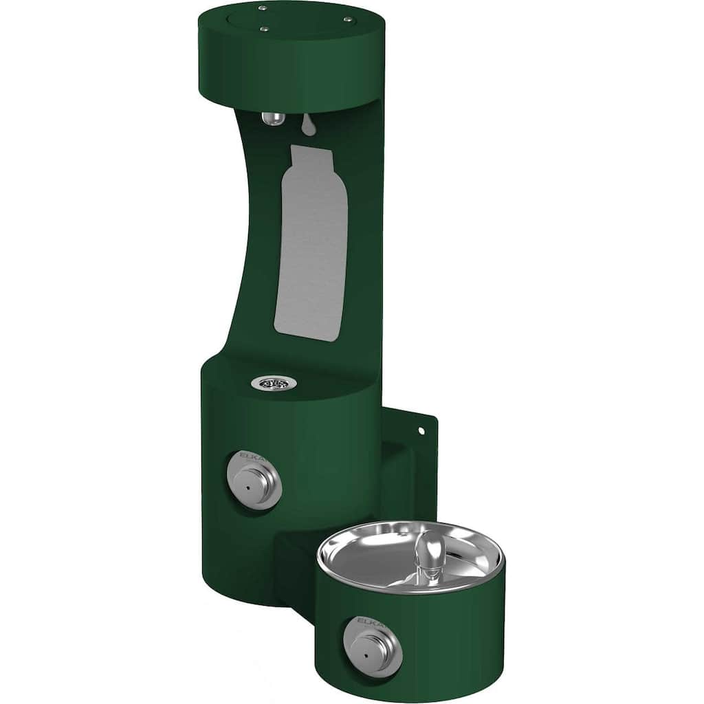 Elkay Wall Mounted Outdoor Bi-Level Drinking Fountain and Bottle