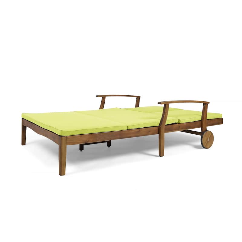 Perla Outdoor Acacia Wood Double Chaise Lounge by Christopher Knight Home