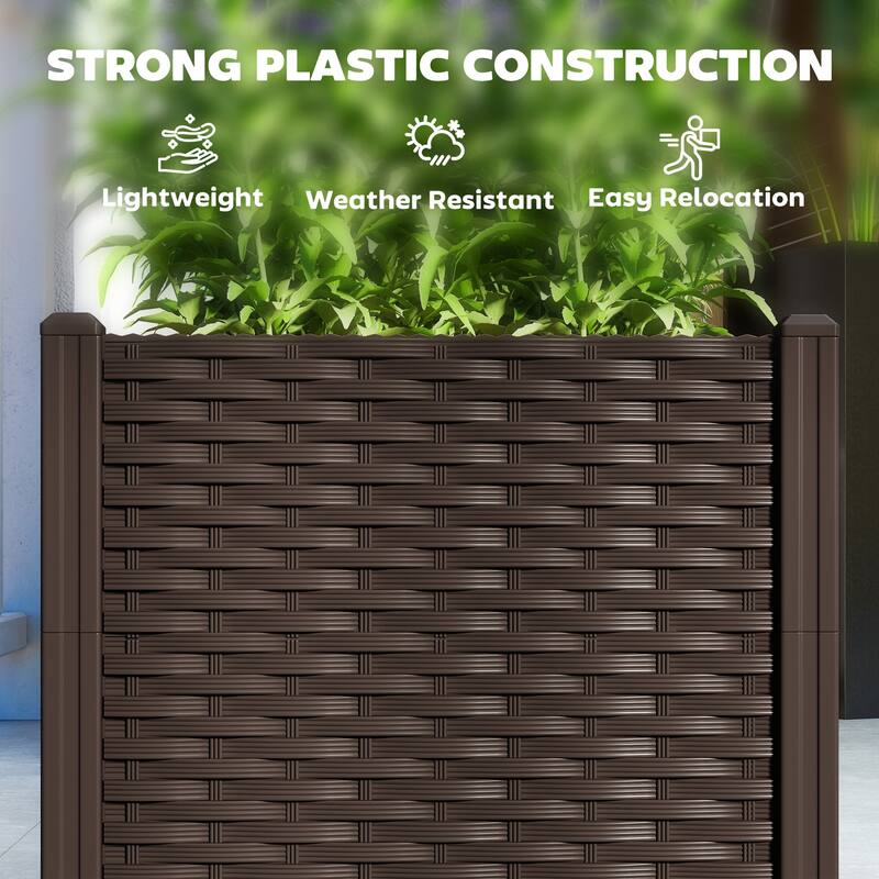 Outsunny 4 x 1 x 1 ft Raised Garden Bed, Indoor Outdoor Plastic Planter Box with Drainage Holes for Vegetables