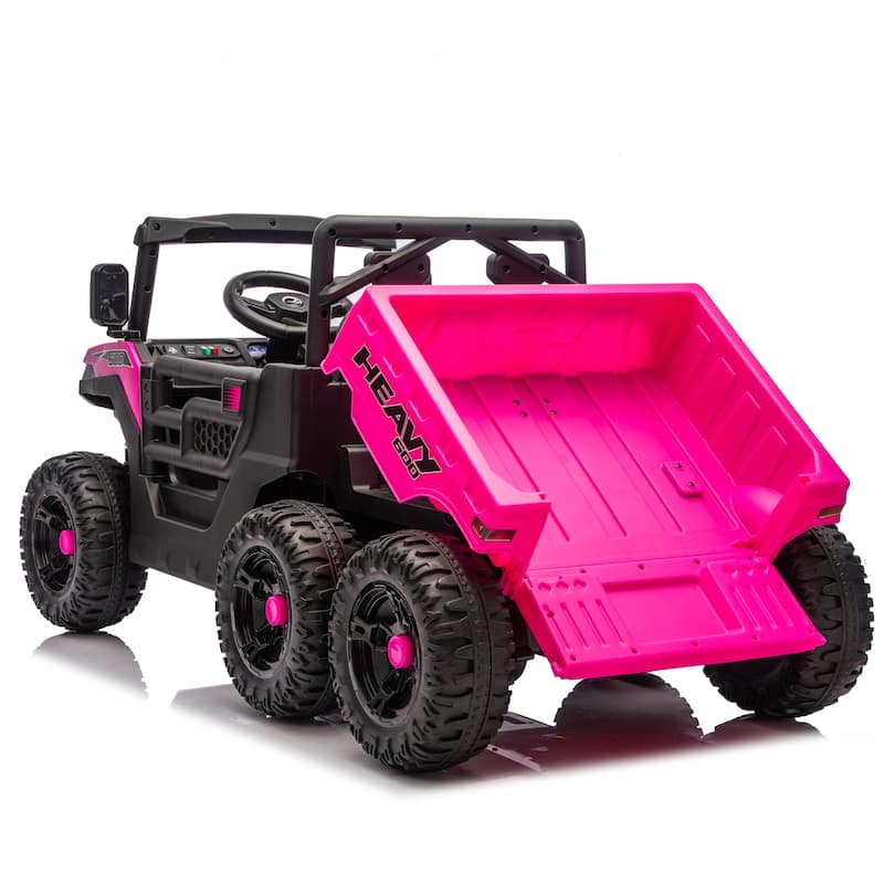 24V 400W Kids Ride On Six-wheel Electric Dump Truck W/ PC 2.4G, 4WD Super Performance, Six-wheel Suspension, Bluetooth