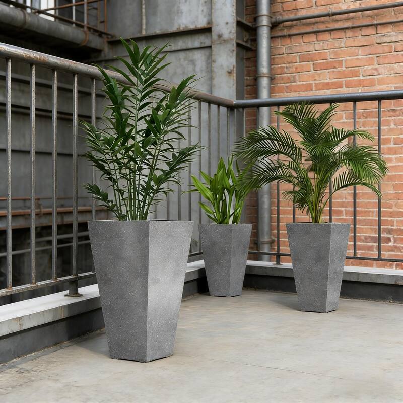 Tall Planters Set of 2, Large Tapered Flower Pots Modern Plant Containers with Drainage Holes
