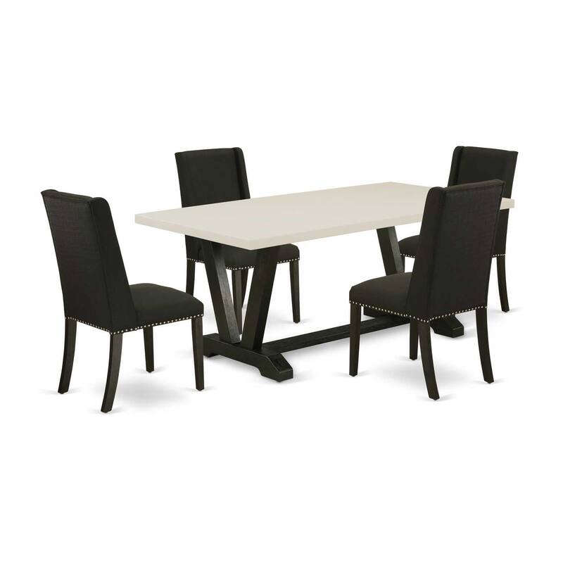 5-Piece Kitchen Dining Set - Table & 4 Chairs - Modern Coastal Cottage Style - 60