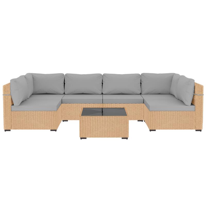 UPHA 7-Piece Wicker Outdoor Seating Group with Cushions