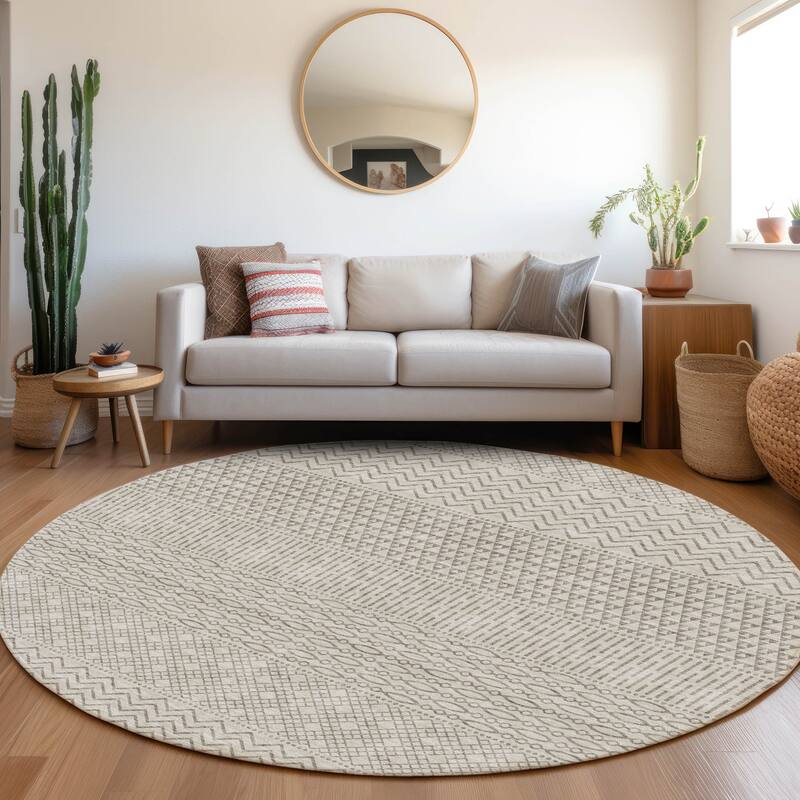 Premium Washable Super Soft Modern Moroccan Mayfield Rug - Beige - 8' x 8'