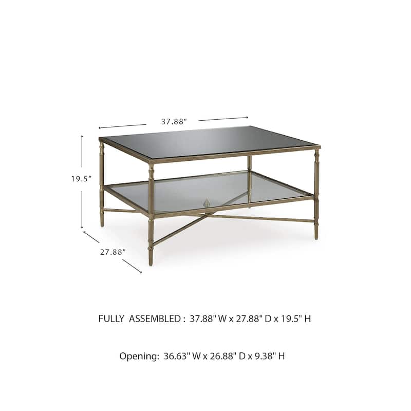 Signature Design by Ashley Cloverty Aged Gold Coffee Table - 37.75" W x 28" D x 19.25" H