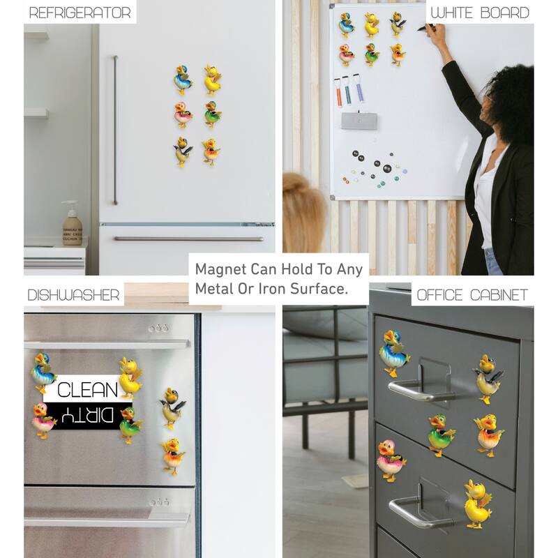 CoTa Global Duck Refrigerator Bobble Magnets Set of 6 - Multicolor