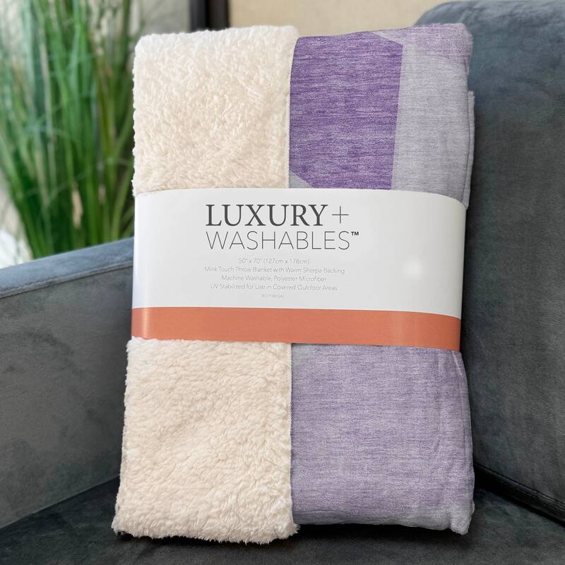 Premium Machine Washable Modern Contemporary Sherpa Throw Blanket