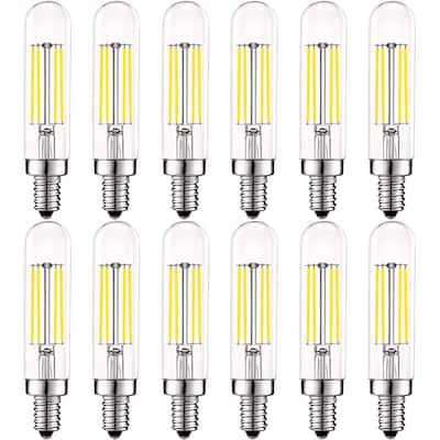 Luxrite T6 T6.5 Vintage LED Tube Light Bulbs 5W= 60W, 5000K Bright White, Dimmable, 500 Lumens, UL Listed, E12, 12-Pack