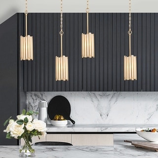 Tifany Modern Gold 1-Light Mini Pendant Light for Kitchen Island Dining Room - 4.3'' D x 8.5'' H
