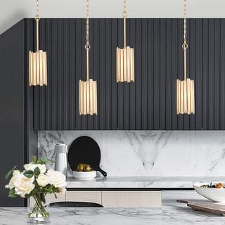 Tifany Modern Gold 1-Light Mini Pendant Light for Kitchen Island Dining Room - 4.3'' D x 8.5'' H