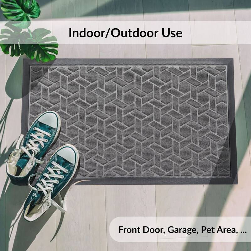 Heavy-Duty Dirt-Trapping Rubber Doormat with Raised Pattern