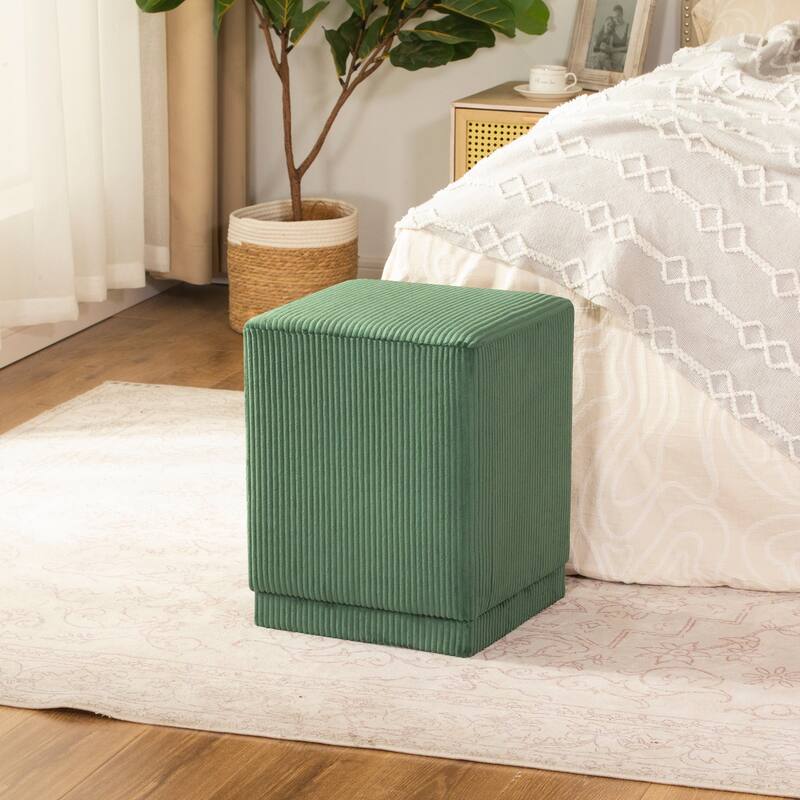 Adeco Ottoman Footrest Vanity Stool Gold Trim Footstool