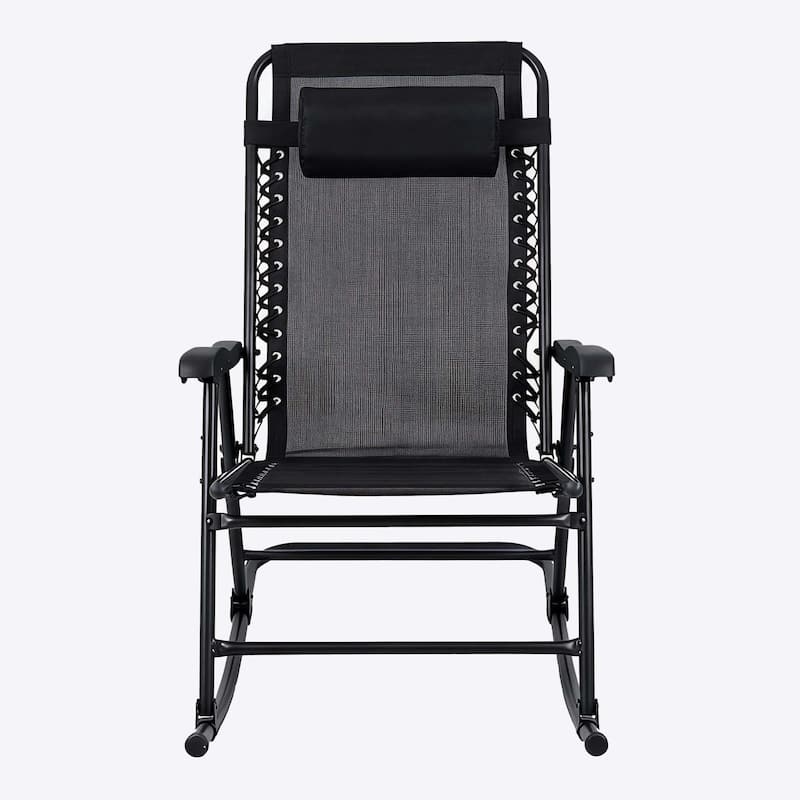 Patio Set of 2 Folding Leisure Rocking Chair Set, Durable Weather-Resistant Construction