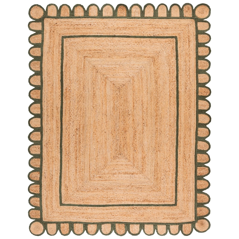 SAFAVIEH Handmade Natural Fiber Calcedonia Border Pattern Jute Rug - 8' x 10' - Natural/Olive