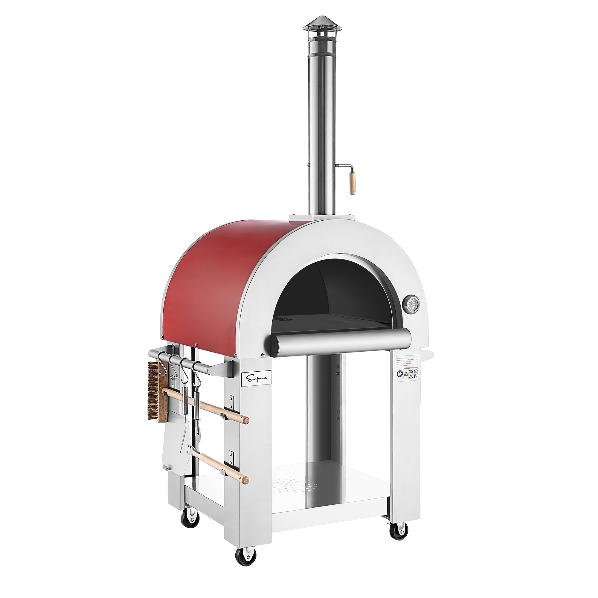 Empava Free Standing Wood Burning Outdoor Red Painted Pizza Oven in  Stainless Steel - On Sale - Bed Bath u0026 Beyond - 34486566