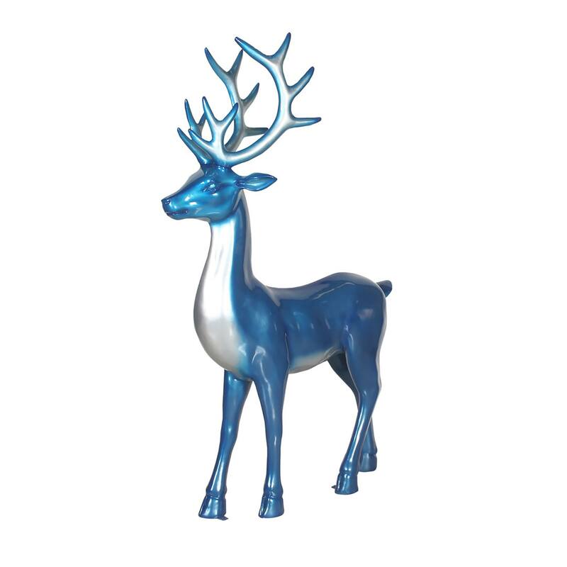 Standing Reindeer Commercial Fiberglass Outdoor Christmas Decoration - 70" - Blue