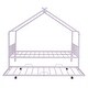 preview thumbnail 31 of 52, Metal House Bed with Twin Size Trundle, Twin/Full Size Playhouse Bed Montessori Bed with Roof Design for Kids Bedroom