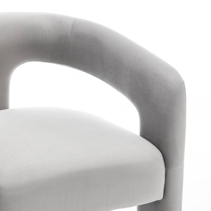 SEYNAR Modern Velvet 34.6''H Fixed Height Open-Back Bar Stool with Metal Footrest