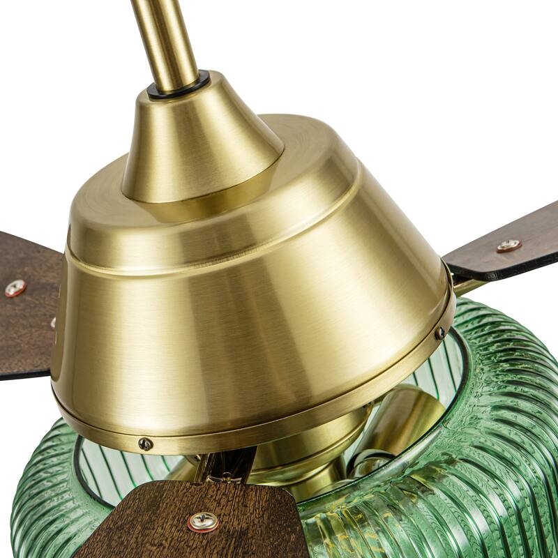 Frederick River of Goods 3-blade 42-inch Modern Indoor Ceiling Fan with Green Ribbed Shade and Remote Control - 42" x 42" x 18"