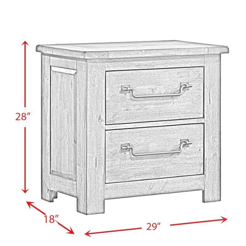 2-Drawer Nightstand with USB Port - Grey Bedside Table Organizer for Bedroom