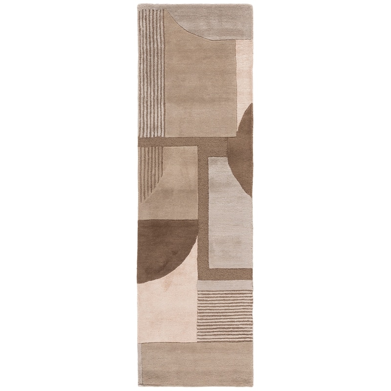 SAFAVIEH Handmade Fifth Avenue Threasa Mid-Century Modern Viscose Rug - 2'3" x 8' Runner - Brown/Beige