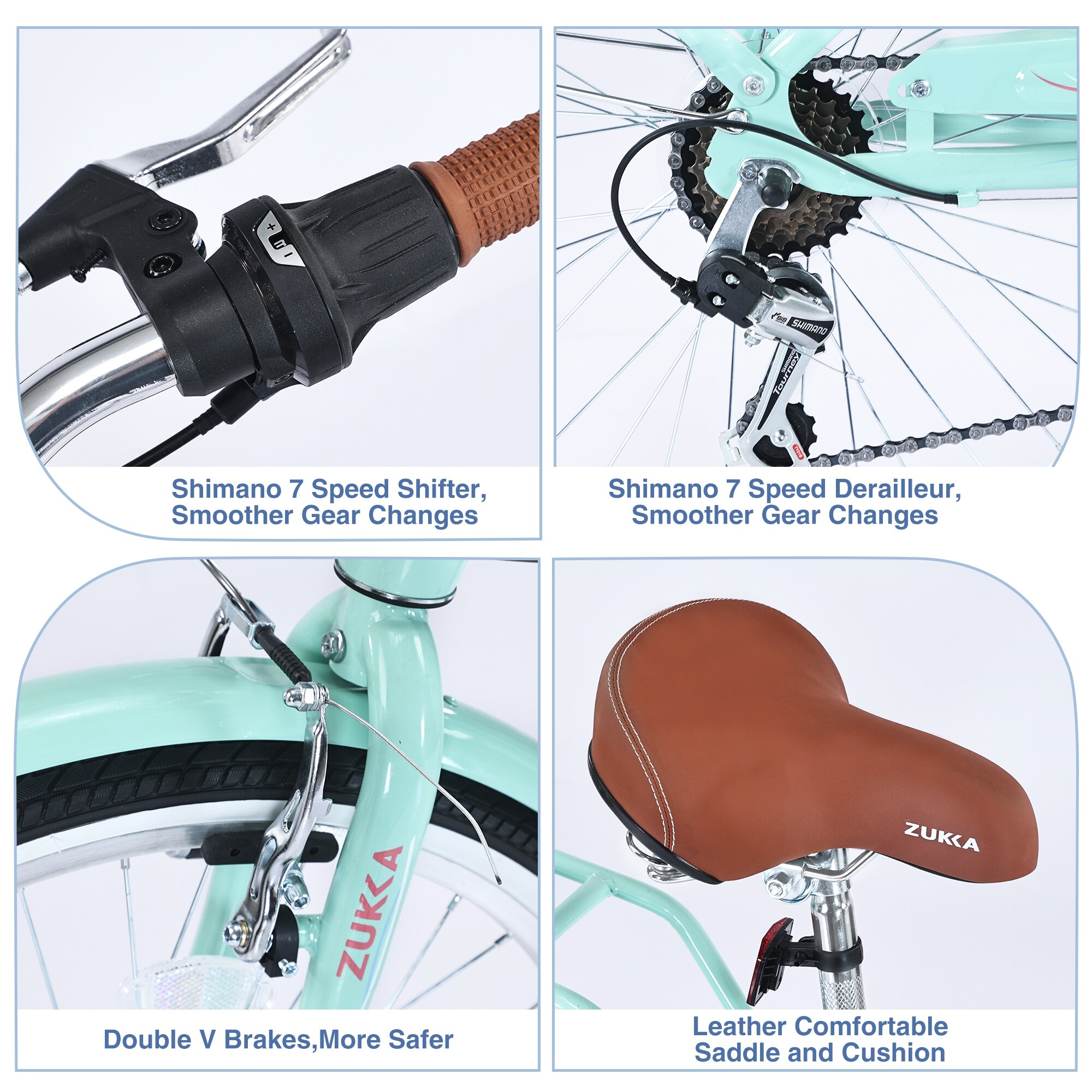 7 Speed Steel Frame Multiple Colors 24 Inch Ladies Bicycle Green