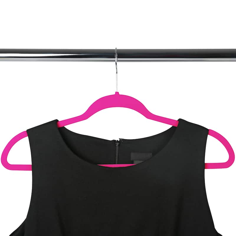 Simplify 25 Pack Slim Velvet Suit Hangers in Fuchsia - 9"x 17.70" x 0.16"