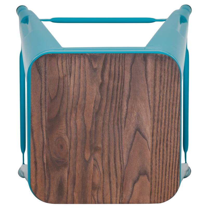 4 Pack 24" High Metal Indoor Counter Bar Stool with Wood Seat - Stackable Stool